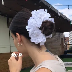 TAVIMART  -  Oversized Lace Scrunchies French Romantic Elastic Hair Bands Elastic Ponytail Holder Hair Rope Ties Women Hair Accessories Ins