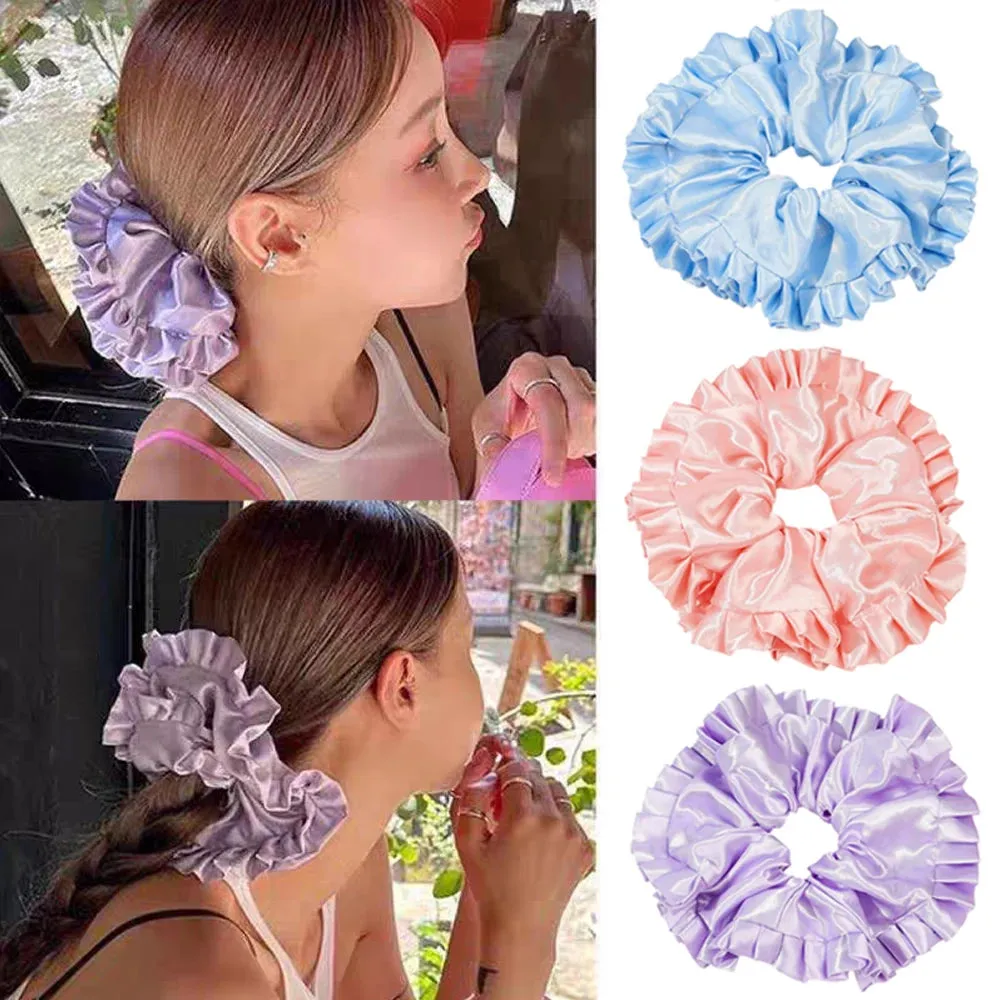 TAVIMART  -  Oversized Lace Scrunchies French Romantic Elastic Hair Bands Elastic Ponytail Holder Hair Rope Ties Women Hair Accessories Ins