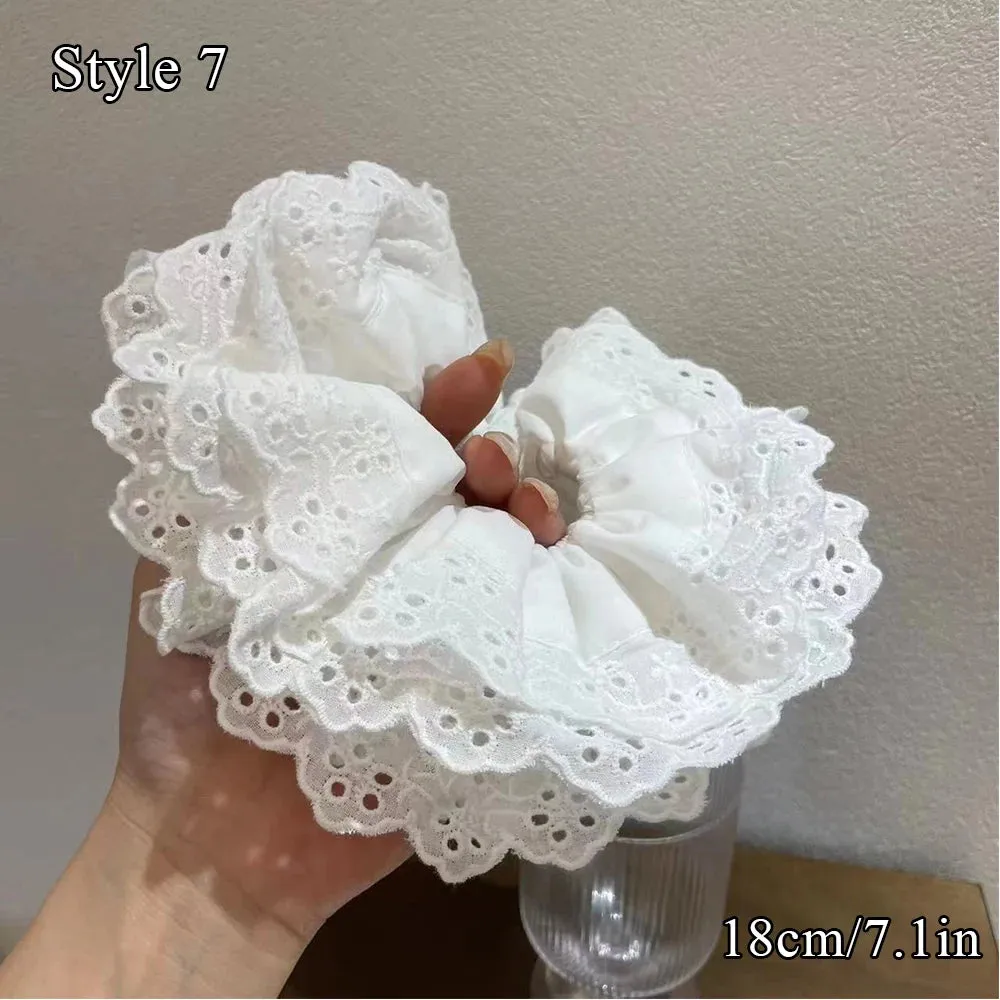TAVIMART  -  Oversized Lace Scrunchies French Romantic Elastic Hair Bands Elastic Ponytail Holder Hair Rope Ties Women Hair Accessories Ins