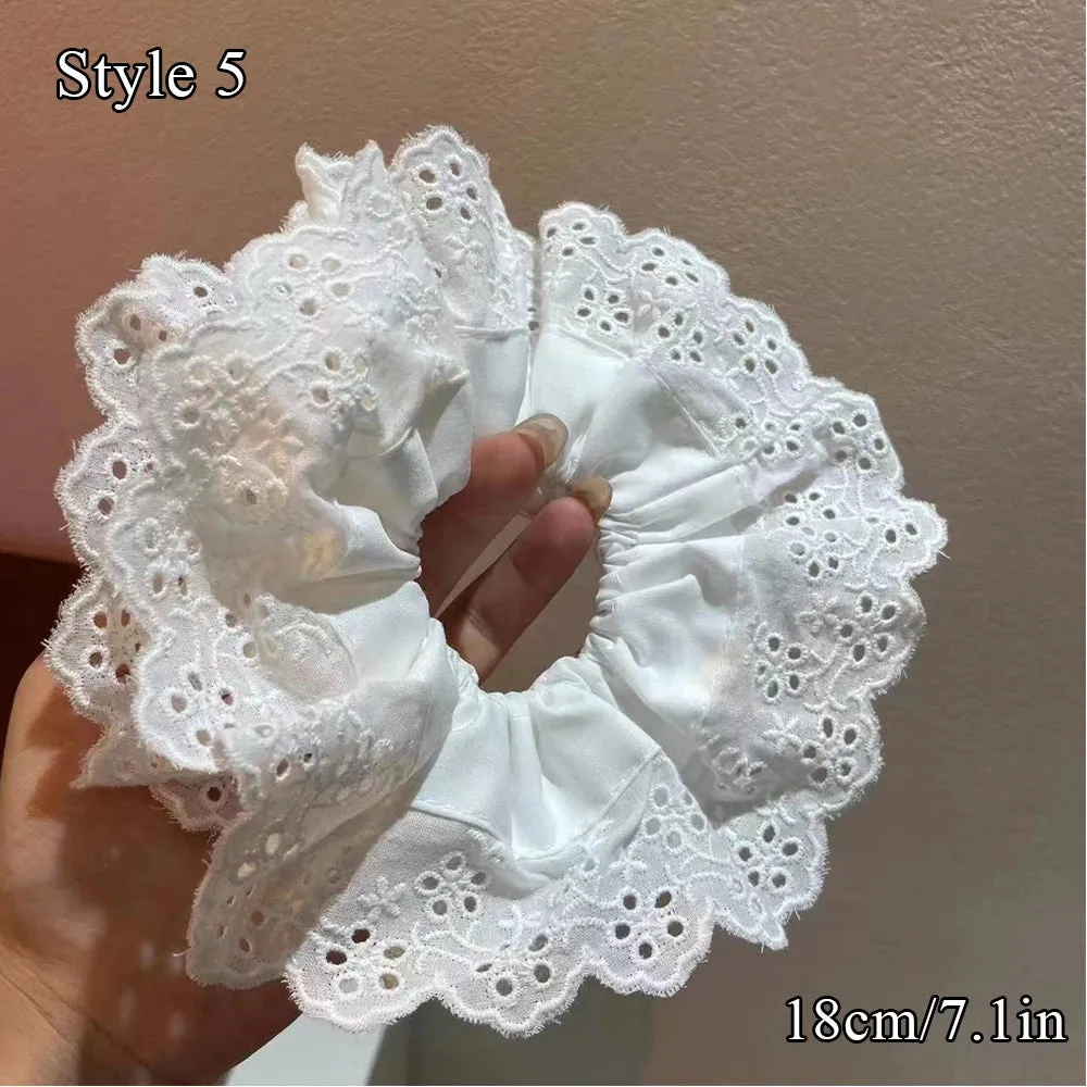 TAVIMART  -  Oversized Lace Scrunchies French Romantic Elastic Hair Bands Elastic Ponytail Holder Hair Rope Ties Women Hair Accessories Ins