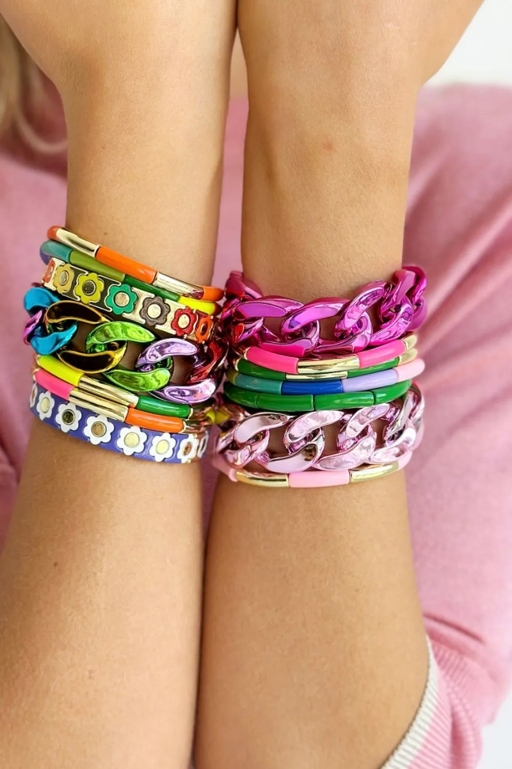 The MET CHAIN Bracelet - Metallic Hot Pink