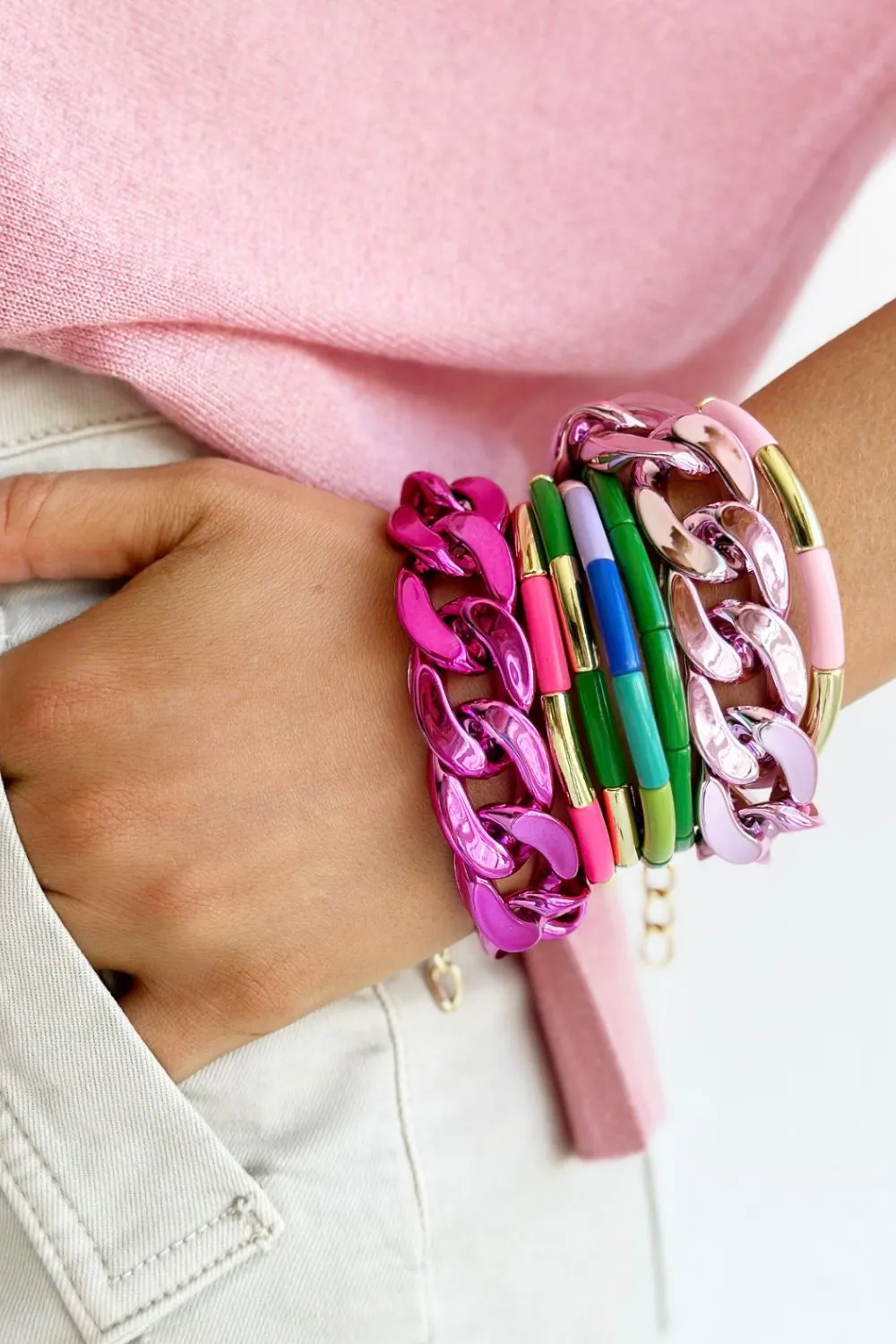 The MET CHAIN Bracelet - Metallic Hot Pink