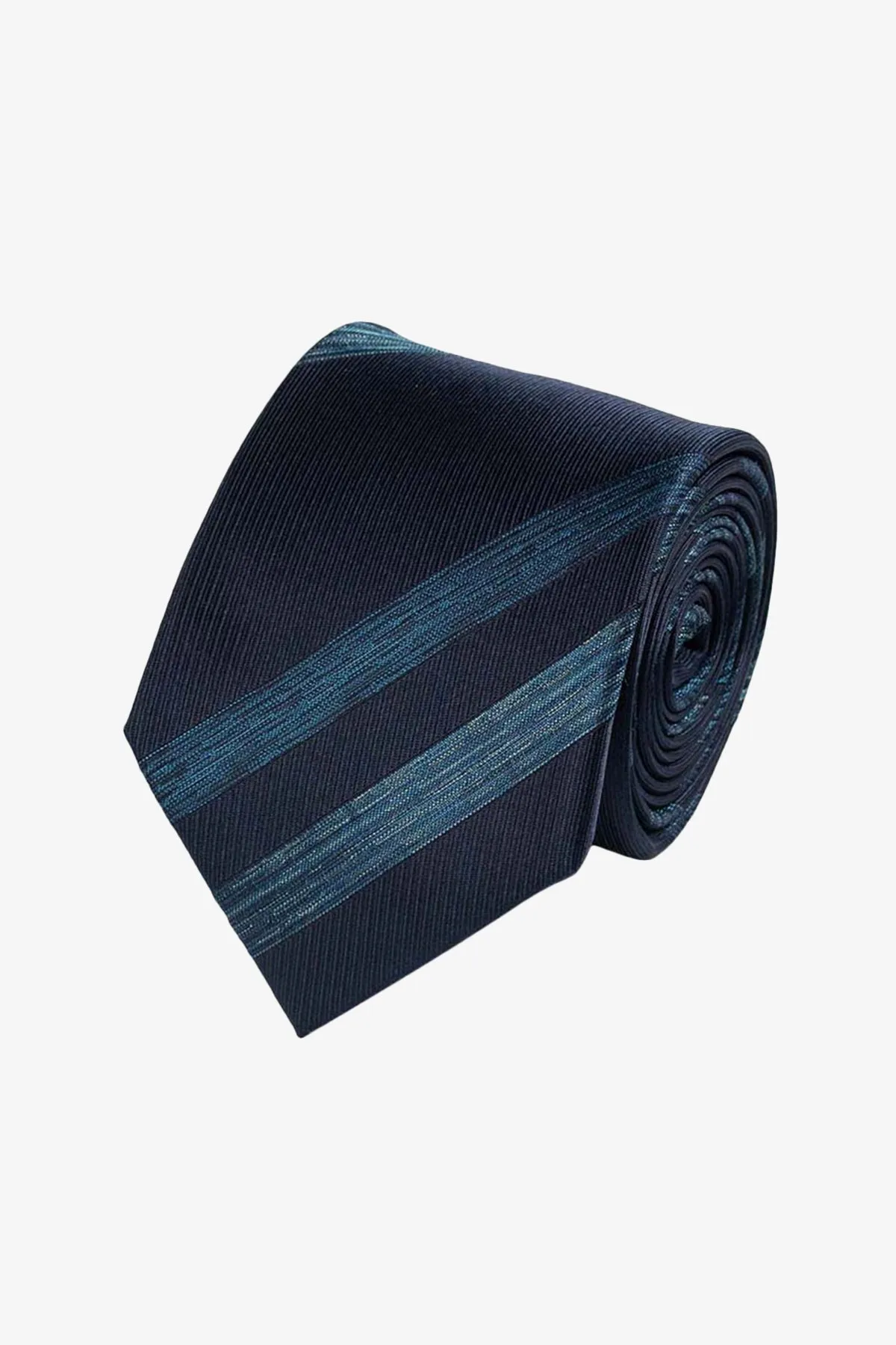 Tie - Silk navy green stripes