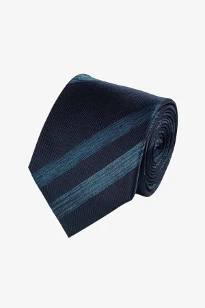 Tie - Silk navy green stripes