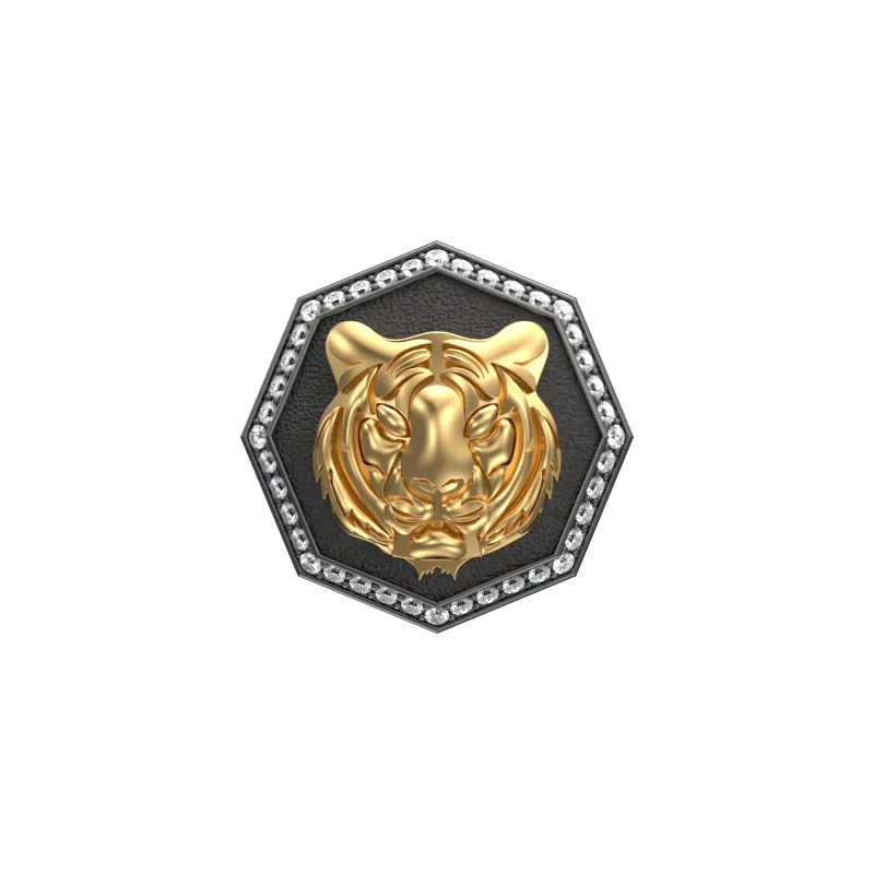 Tiger Luxe, Wild Cufflink Set with CZ Diamonds, 18kt Gold & Black Ruthenium Plating on Brass.