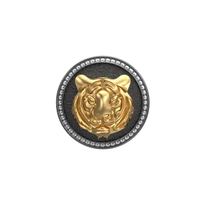 Tiger Luxe, Wild Cufflink Set with CZ Diamonds, 18kt Gold & Black Ruthenium Plating on Brass.