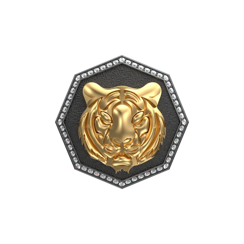 Tiger Luxe, Wild Cufflink Set with CZ Diamonds, 18kt Gold & Black Ruthenium Plating on Brass.