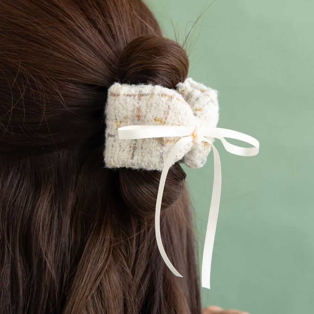 Tweed Romantic Bow Hair Claw