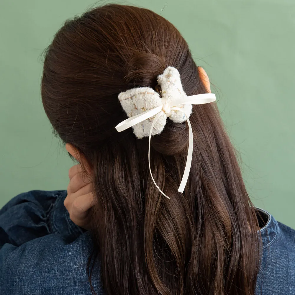 Tweed Romantic Bow Hair Claw