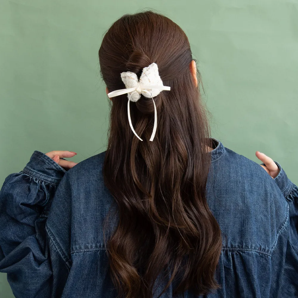 Tweed Romantic Bow Hair Claw