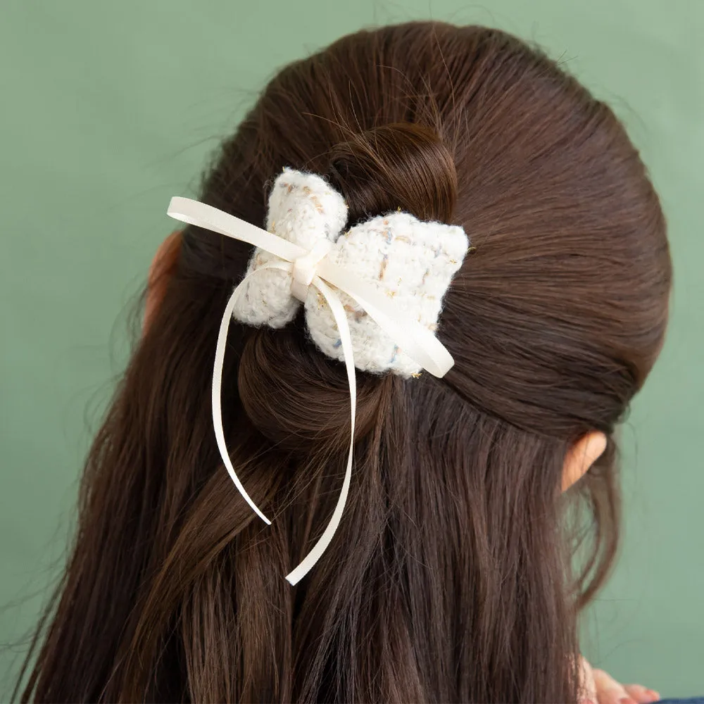 Tweed Romantic Bow Hair Claw