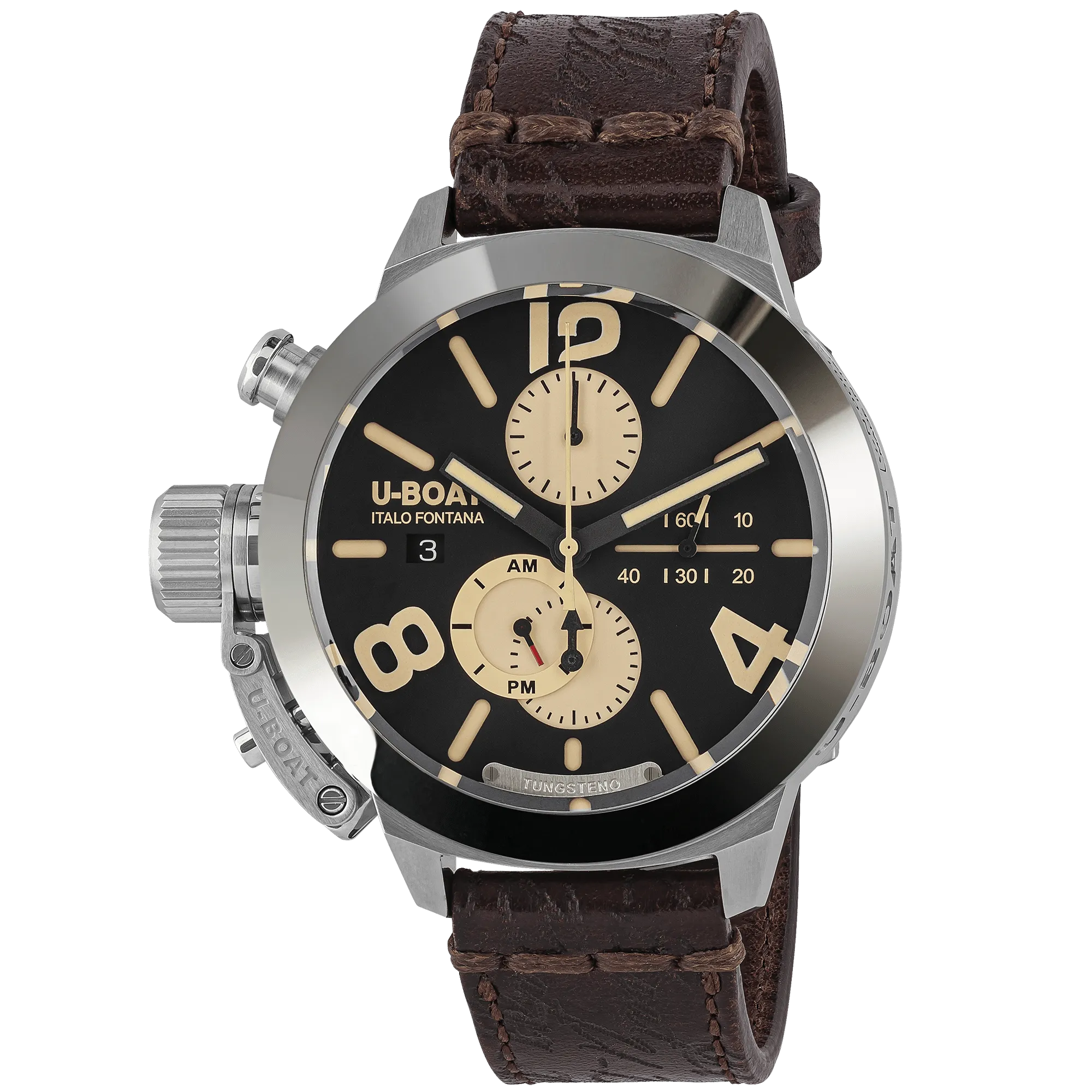 U-Boat Men's Watch Classico Tungsteno CAS1 Chronograph Black Beige 9567