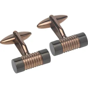 Unique Rose Gold Plated & Black Barrell Cufflinks