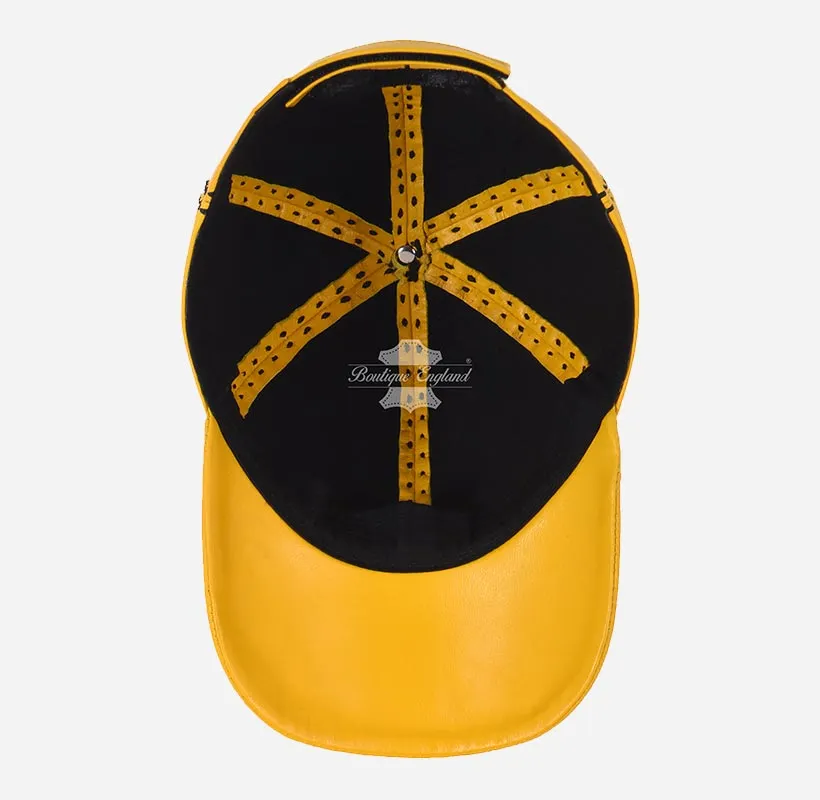 UNISEX White Saddle Stitch Leather Baseball Cap Casual Sport Hat