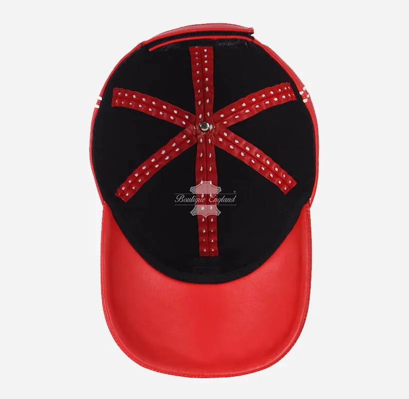 UNISEX White Saddle Stitch Leather Baseball Cap Casual Sport Hat