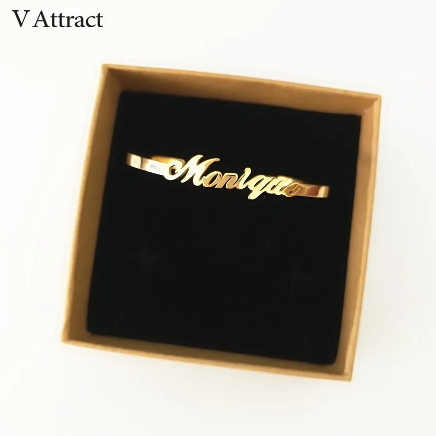 V Attract Personalized Hand Link BFF Jewelry Kpop Custom Name Bracelets Bangles Women Men Bijoux Femme Gold Erkek Bileklik 2018