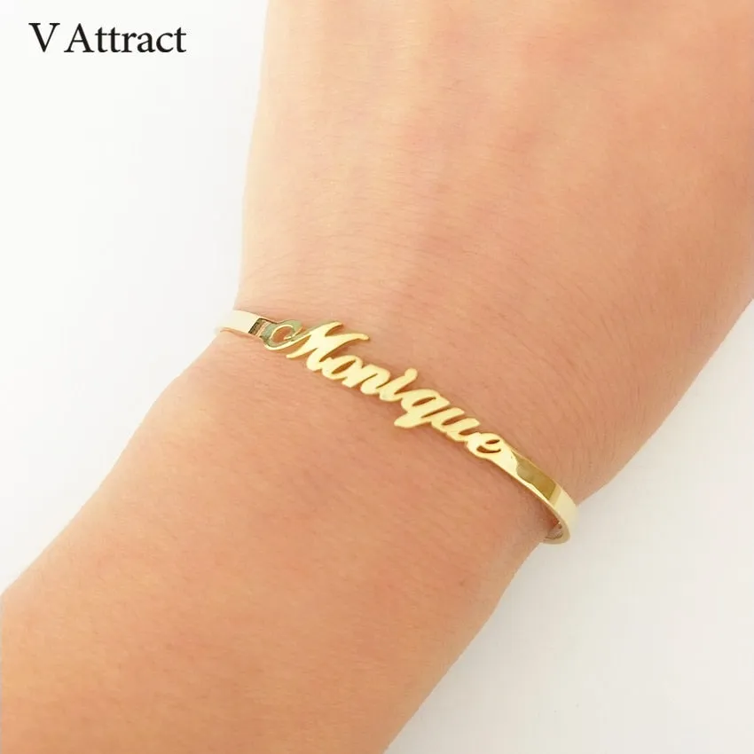 V Attract Personalized Hand Link BFF Jewelry Kpop Custom Name Bracelets Bangles Women Men Bijoux Femme Gold Erkek Bileklik 2018