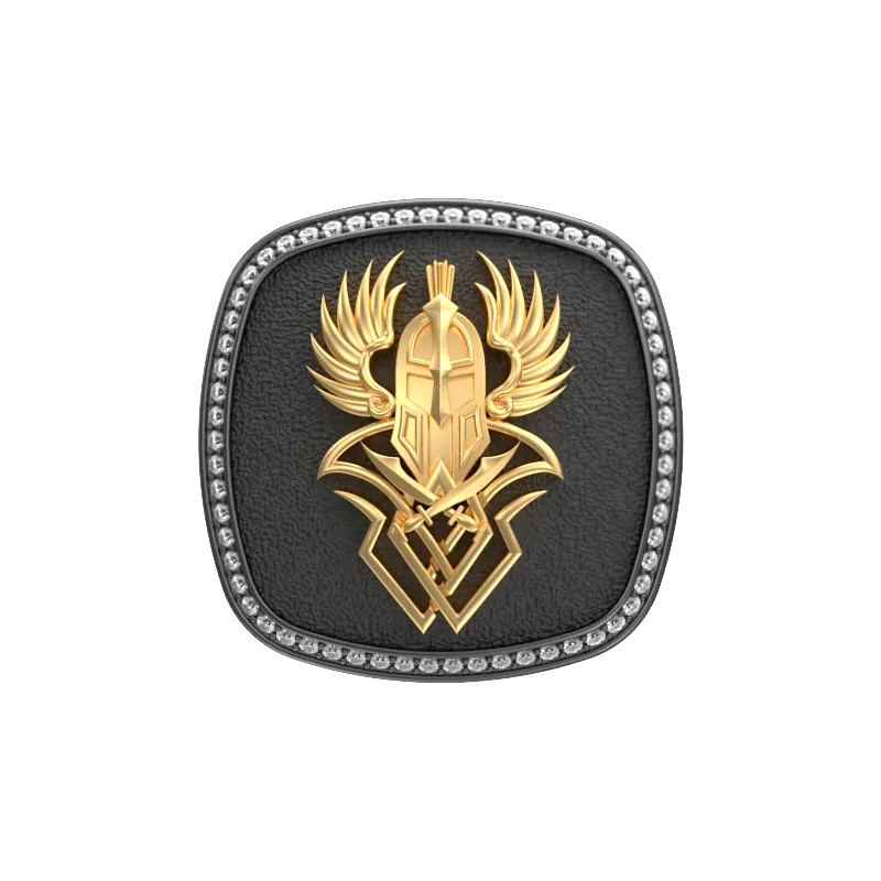 Warrior Luxe, Edgy Cufflink Set with CZ Diamonds, 18kt Gold & Black Ruthenium Plating on Brass.