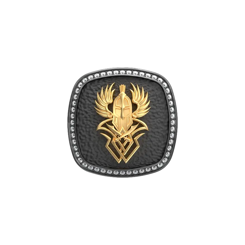 Warrior Luxe, Edgy Cufflink Set with CZ Diamonds, 18kt Gold & Black Ruthenium Plating on Brass.