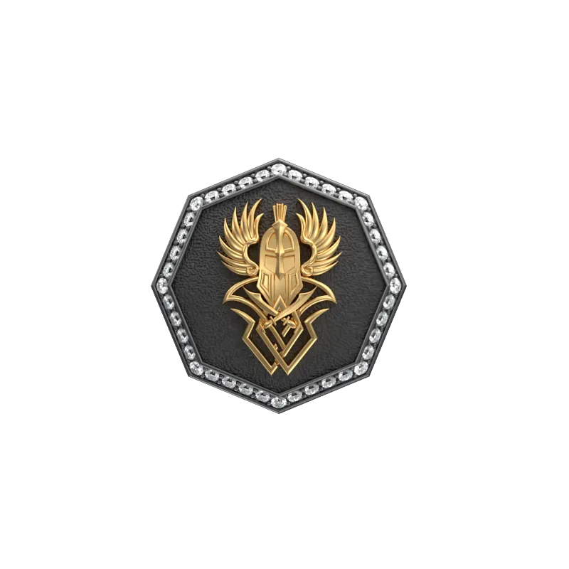 Warrior Luxe, Edgy Cufflink Set with CZ Diamonds, 18kt Gold & Black Ruthenium Plating on Brass.