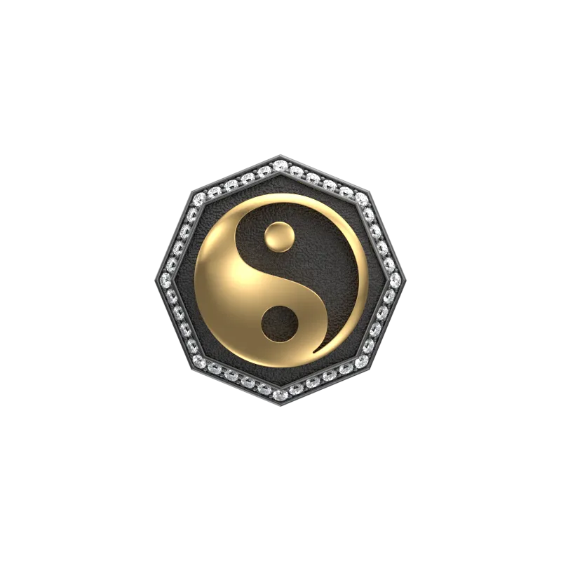 Ying Yang Luxe, Spiritual Cufflink Set with CZ Diamonds, 18kt Gold & Black Ruthenium Plating on Brass.