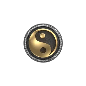 Ying Yang Luxe, Spiritual Cufflink Set with CZ Diamonds, 18kt Gold & Black Ruthenium Plating on Brass.