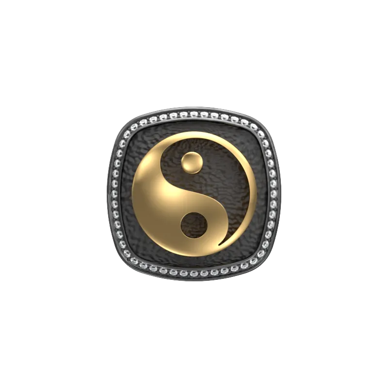 Ying Yang Luxe, Spiritual Cufflink Set with CZ Diamonds, 18kt Gold & Black Ruthenium Plating on Brass.