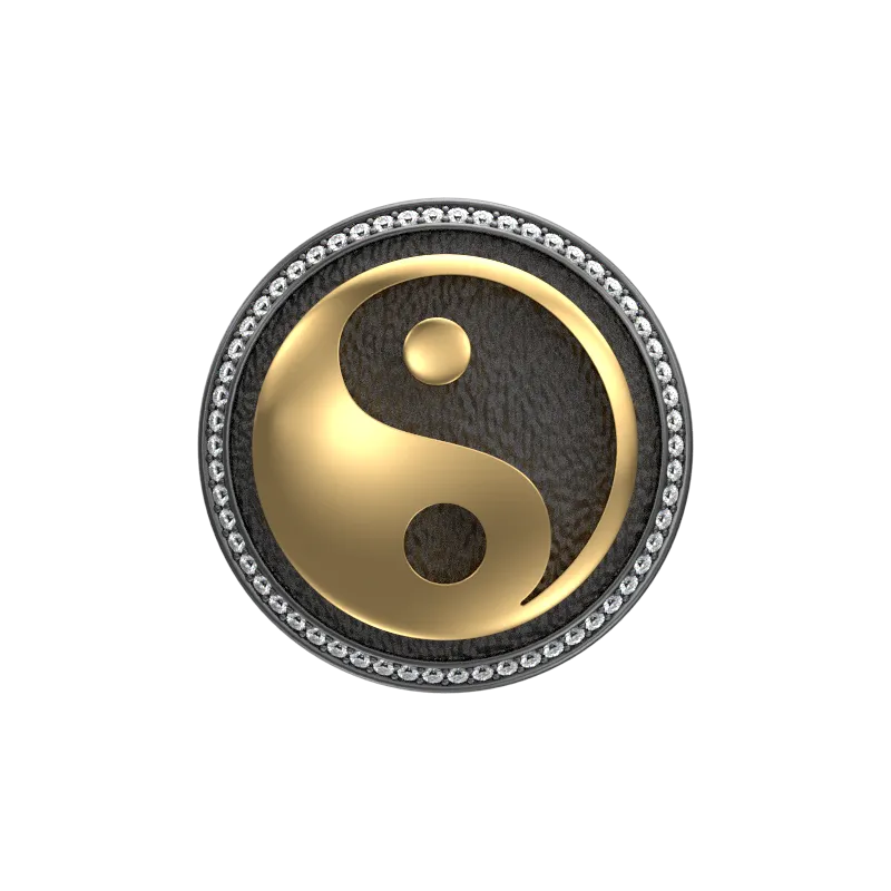 Ying Yang Luxe, Spiritual Cufflink Set with CZ Diamonds, 18kt Gold & Black Ruthenium Plating on Brass.
