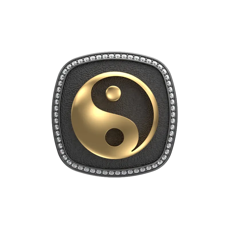 Ying Yang Luxe, Spiritual Cufflink Set with CZ Diamonds, 18kt Gold & Black Ruthenium Plating on Brass.
