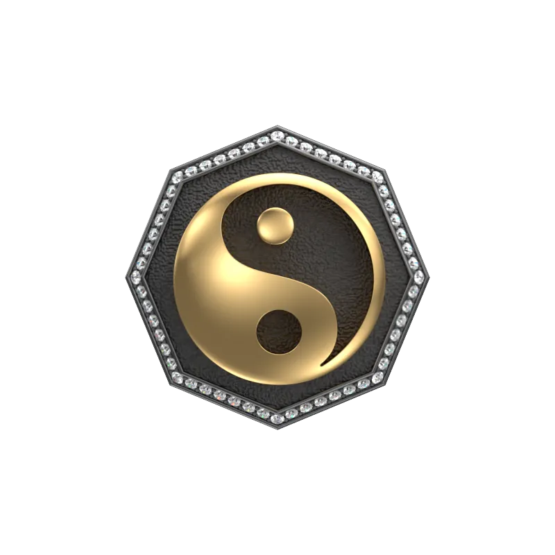 Ying Yang Luxe, Spiritual Cufflink Set with CZ Diamonds, 18kt Gold & Black Ruthenium Plating on Brass.